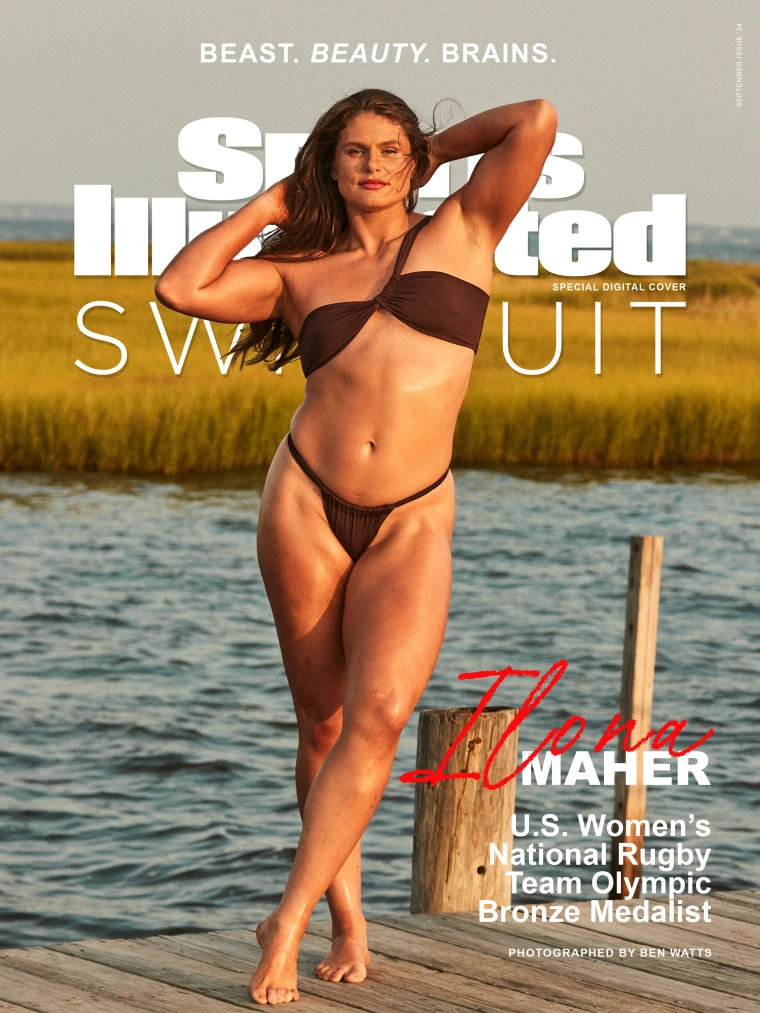 Ilona Maher partner: Bronze medal win in Paris,2024 Paris Olympic experience,Illustrated Swimsuit cover