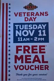 Texas roadhouse voucher: free meal vouchers on Veterans Day,menu with prices